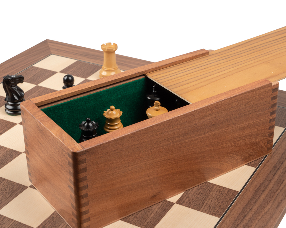 Jeu d’échecs de luxe Staunton 1890 en ébène et noyer – Reproduction artisanale