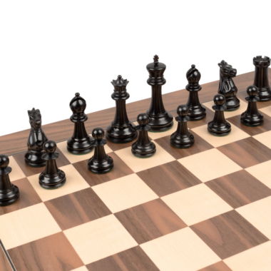 Jeu d’échecs de luxe Staunton 1869 en ébène et noyer – Reproduction artisanale