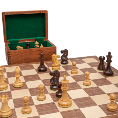 Ensemble d’échecs de luxe Staunton en bois de rose et noyer