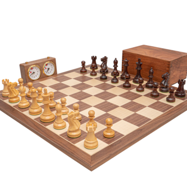 Ensemble d’échecs de luxe Staunton en bois de rose et noyer