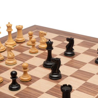 Ensemble d’Échecs Deluxe Old English Elite en Noyer et Noir