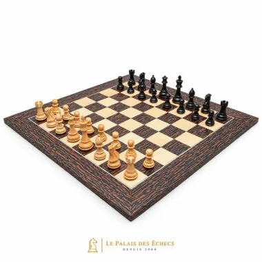 Juego de ajedrez completo Classic Staunton en boj sobre tablero de arce y ébano atigrado