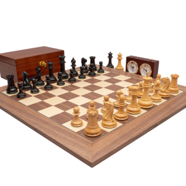 Jeu d’échecs de luxe Staunton 1851 en ébène et noyer – Reproduction