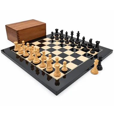 Juego de ajedrez de competición Staunton de lujo, piezas colocadas y caja