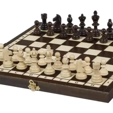 Juego de ajedrez Olympique de madera – Tablero de 36x36 cm con piezas Staunton clásicas