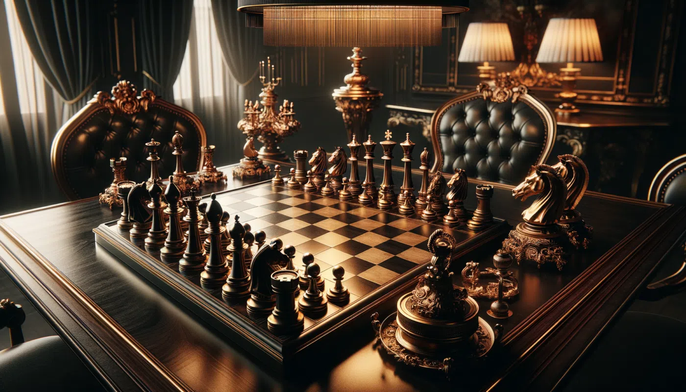 Ensemble complet de jeu d'échecs en bois, échiquier et pièces