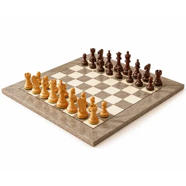 Juego de ajedrez decorativo de madera en un ambiente cálido y moderno - Le Palais Des Echecs