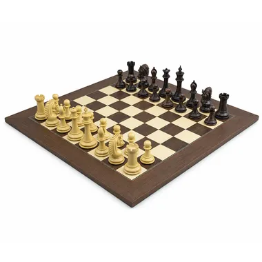 Juego de Ajedrez Sheffield Knight Palisandro 108 mm visto de lado con piezas alineadas