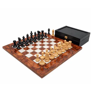 Juego de Ajedrez de Lujo Highgrove Briarwood con piezas Staunton alineadas