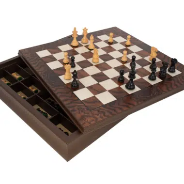 Juego de ajedrez Kingsclere lujo ébano y nogal con almacenamiento integrado