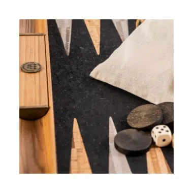 Backgammon Haut de Gamme en Liège Naturel Noir et Bois de Chêne