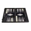 Plateau de backgammon artisanal Vavona gris nacré ouvert, prêt à jouer - Le Palais Des Echecs