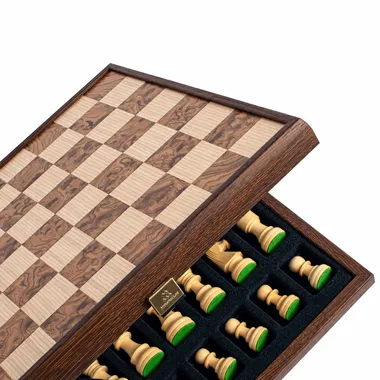 Cofre del juego de ajedrez Nogal 40x40 cm con almacenamiento cuidado de las piezas - Le Palais Des Echecs