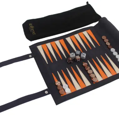 Tablier de Backgammon enroulable de 25 cm avec dés et jetons