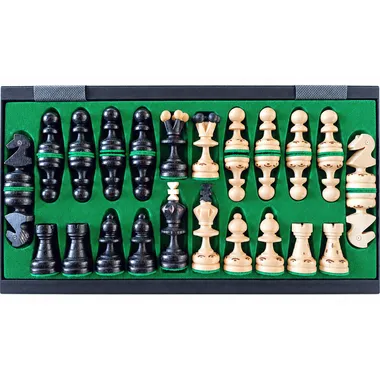 Piezas de juego de ajedrez Pearl Small en madera con almacenamiento, vista detallada - Le Palais Des Echecs
