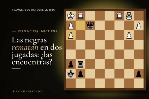 Posición del reto de ajedrez n.º 279: Juegan las negras y dan mate en 2