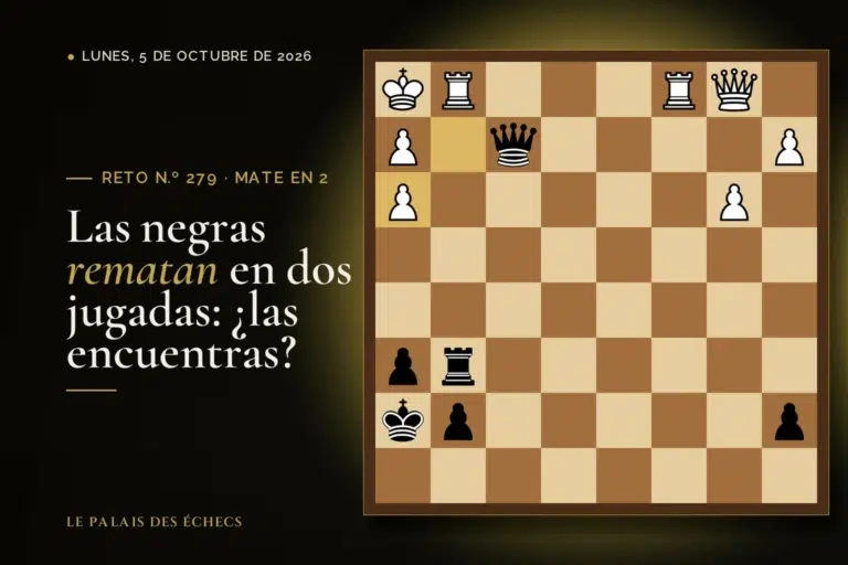 Posición del reto de ajedrez n.º 279: Juegan las negras y dan mate en 2