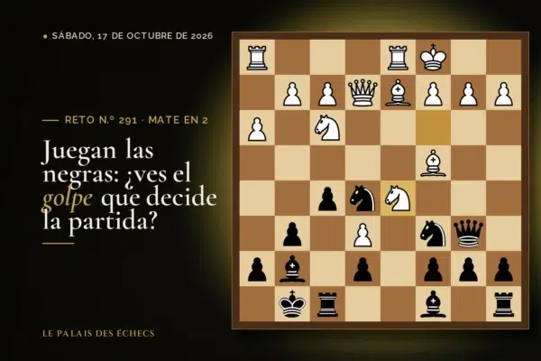 Posición del reto de ajedrez n.º 291: Juegan las negras y dan mate en 2