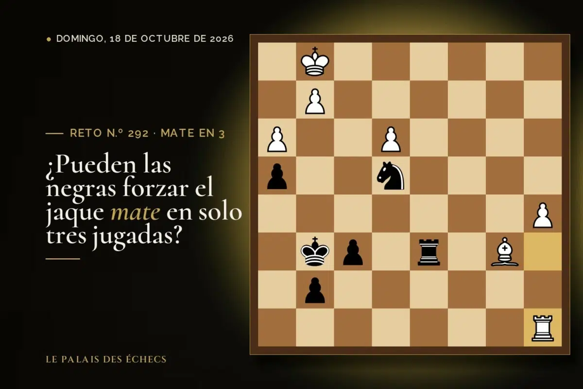 Posición del reto de ajedrez n.º 292: Juegan las negras y dan mate en 3