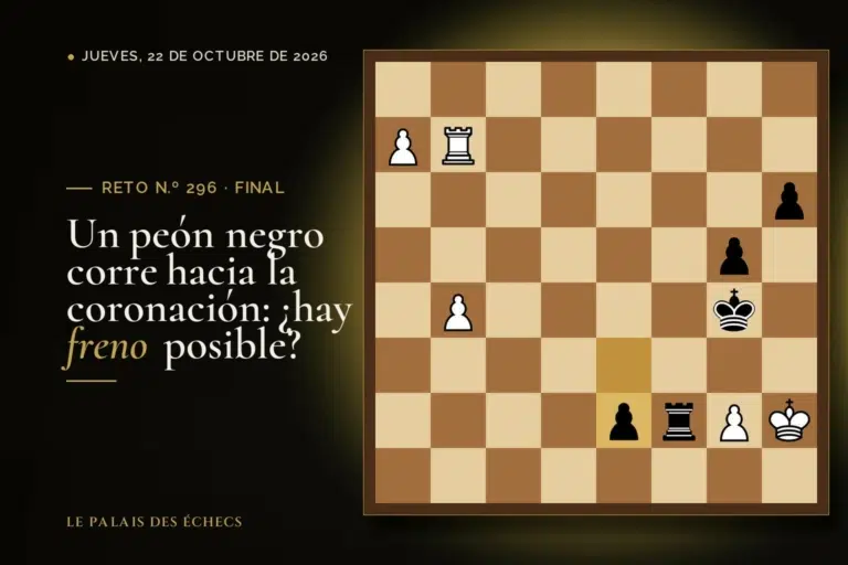 Posición del reto de ajedrez n.º 296: Juegan las blancas y ganan
