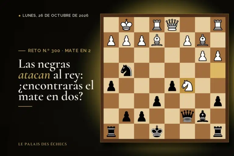 Posición del reto de ajedrez n.º 300: Juegan las negras y dan mate en 2
